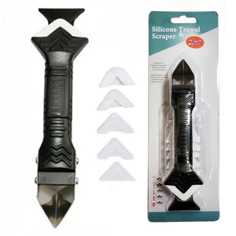 7-teiliges Kunststoffschaber-Set mit 3-in-1-Metallkante und 6 weichen Gummispitzen – Mehrzweck-Werkzeug zum Entfernen von Dichtungsmasse für die Küche_voghion.com