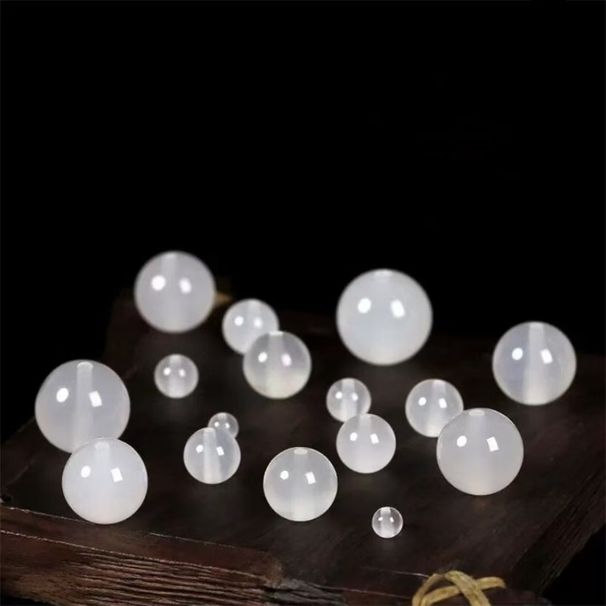 Natural White Agatebead Bracelet DIY Jewelry Made By Hand. Handmade Jadeite Scatteredbeads.Comes With A Stretchable Rope For Stringing Beads._voghion.com