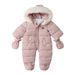 Warm Fleece-Lined Baby Jumpsuit With Hood & Mittens - Winter Infant Romper For Boys & Girls (6M-24M, 66-90cm) - Soft Polyester All-in-One Snowsuit_voghion.com