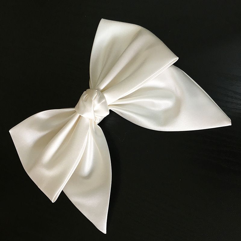 Accessori per capelli da sposa in raso bianco di alta qualità con fiocco esagerato_voghion.com