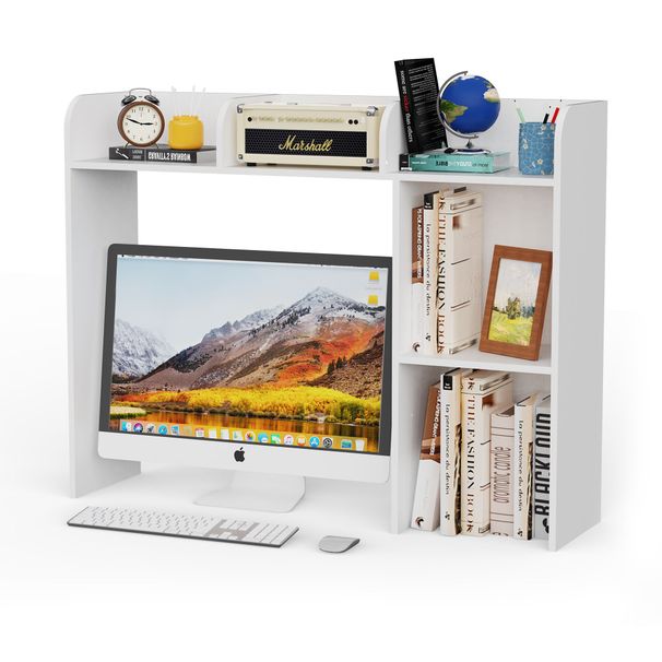 1pc Simple Dorm Desktop Storage Rack, Minimalist Wooden Bookshelf Organizer, Creative Tabletop Combination Cabinet, Wood Desk Hutch With 5 Shelves For Computer Desk, Adjustable 3-Tier Display Rack_voghion.com