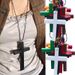 Collier pendentif croix en bois Aurora Atelier Y2K pour femmes et hommes, style vintage cool et branché hip-hop, accessoire de mode pour les fêtes, cadeau_voghion.com