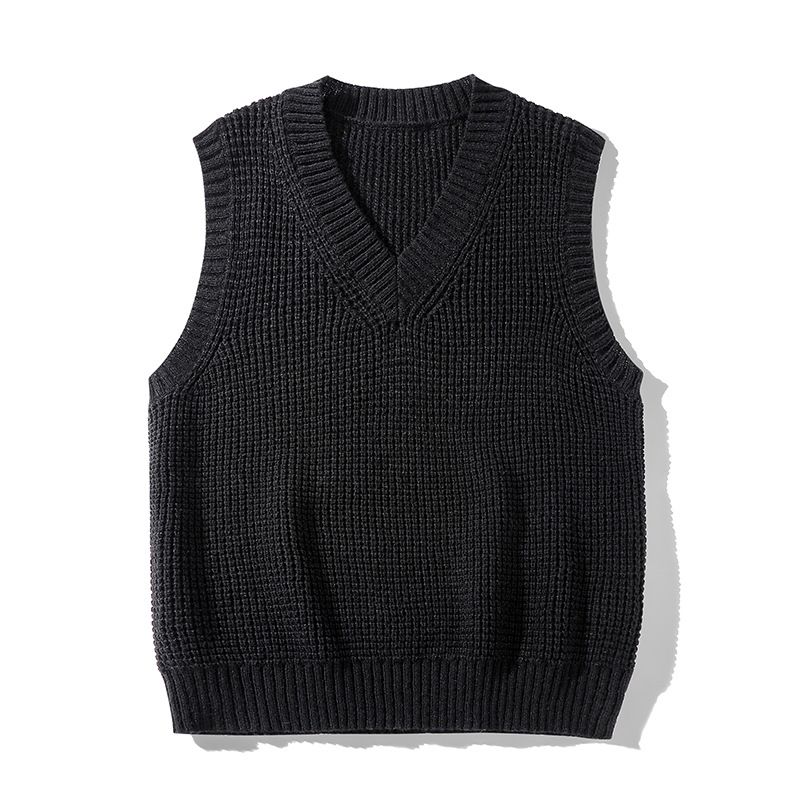 Herrenbekleidung Neue Herren-Pulloverweste, ärmellose Weste im gleichen Stil für Paare, koreanische Version der College-Stil-Pulloverjacke mit V-Ausschnitt_voghion.com
