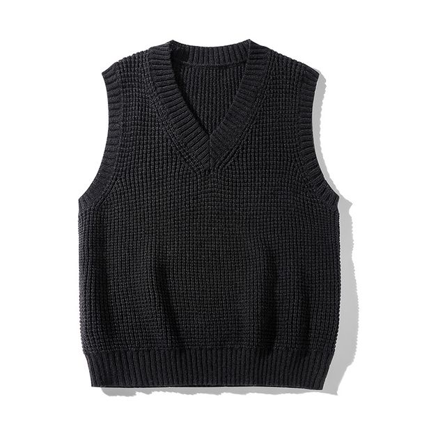 Herrenbekleidung Neue Herren-Pulloverweste, ärmellose Weste im gleichen Stil für Paare, koreanische Version der College-Stil-Pulloverjacke mit V-Ausschnitt_voghion.com