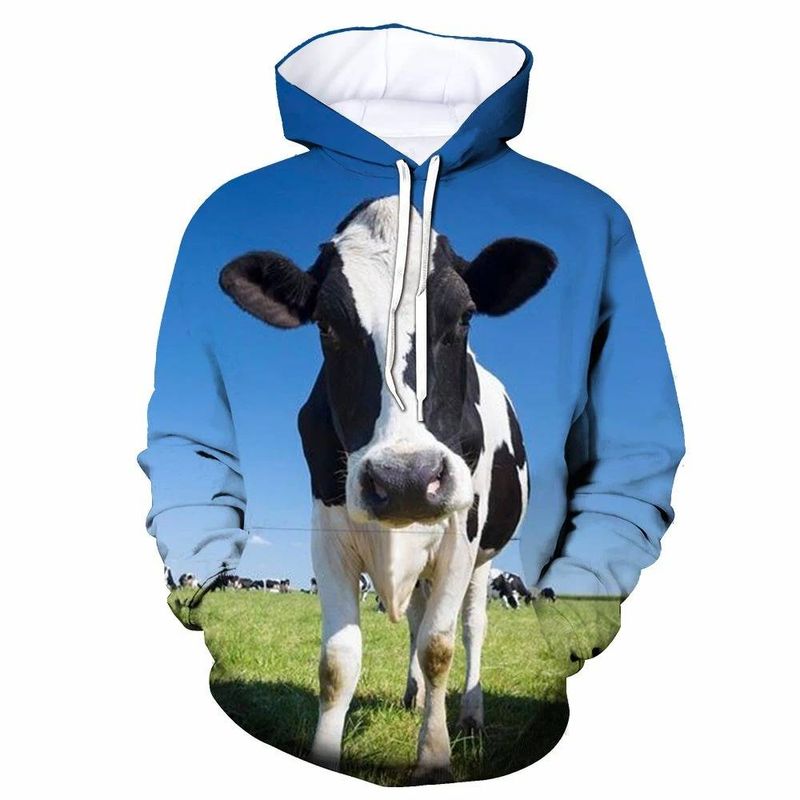 Funny Cow Hoodie Animals 3D Print Men Women Streetwear Hoodies Oversized Pullovers Fashion Hooded Sweatshirts Tops Kids Clothing_voghion.com
