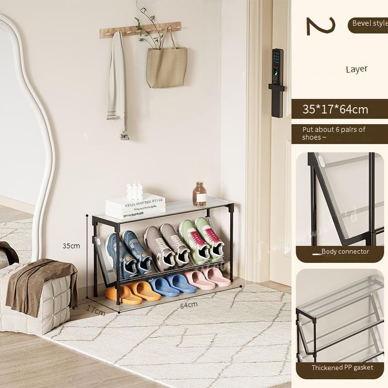 Family Organizer 5 Tier Tilted Shoe Rack Ultra Slim Space Saving Shoe Organizer For Narrow Entryway_voghion.com
