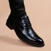 TerraStride Pointed Toe Shoes For Men, British Style, Trendy Business Formal Black Versatile Breathable Casual Men's Leather Shoes,_voghion.com