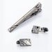 New Diamond Inlaid Electroplating Color Gun Black Hollow Alloy Set Business Men's Fashion Simple Cufflinks Tie Clip Set_voghion.com