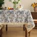 Light Luxury Ins Style Small Fresh Cotton And Linen Blue Small Floral Tablecloth Rectangular Tablecloth Picnic Cloth Tablecloth_voghion.com