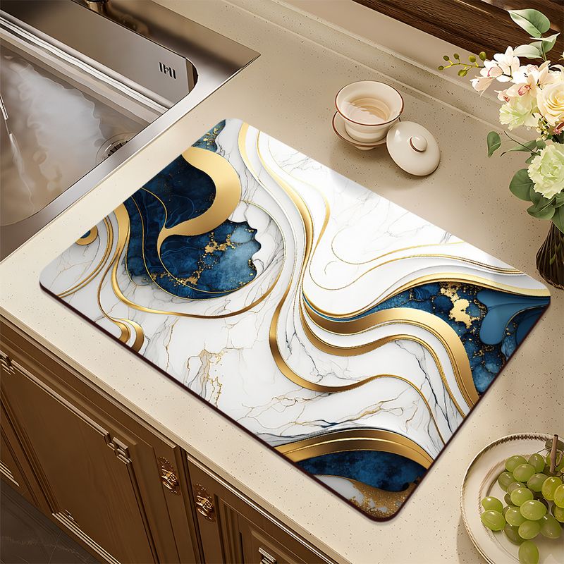​​Premium Tech Fabric Kitchen Drying Mat - Non-Slip Silicone Diatomite Absorbent Coaster, Heat Resistant Table Protector_voghion.com