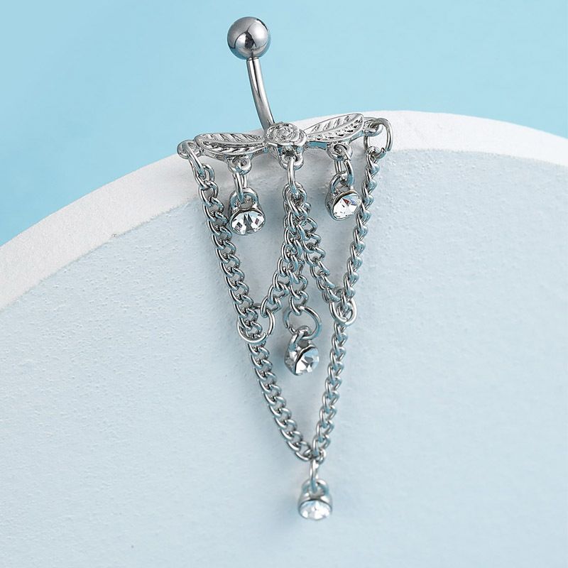 Catena a forma di pipistrello con croce in stile punk transfrontaliero, ciondolo a forma di cuore europeo e americano con zircone per piercing all'ombelico_voghion.com