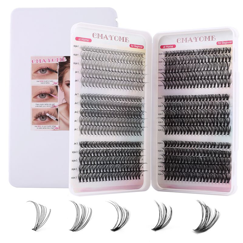 False Eyelashes DIY Single Cluster Segmented 600 Clusters D Curved False Eyelashes Set Natural Thick Daily Classic Eyelashes_voghion.com