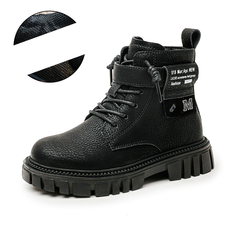 Boys Martin Boots Fashion Casual Children's Single Boots Autumn Winter English Wind Big Boy Little Boy Cotton Boots_voghion.com