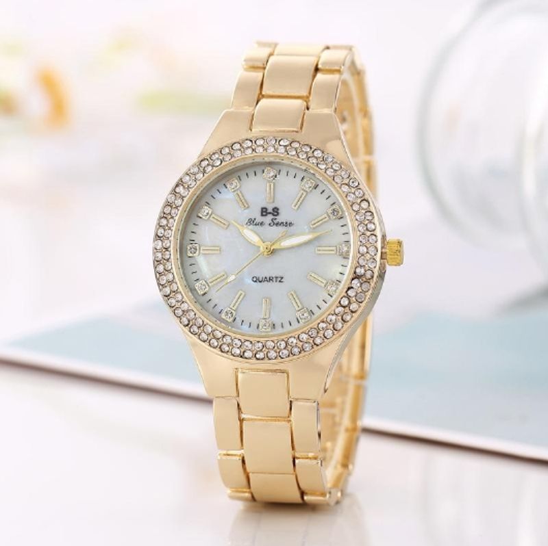 Relojes de pulsera para mujer, reloj dorado, relojes de diamantes de cristal para mujer, reloj plateado de acero inoxidable para mujer_voghion.com