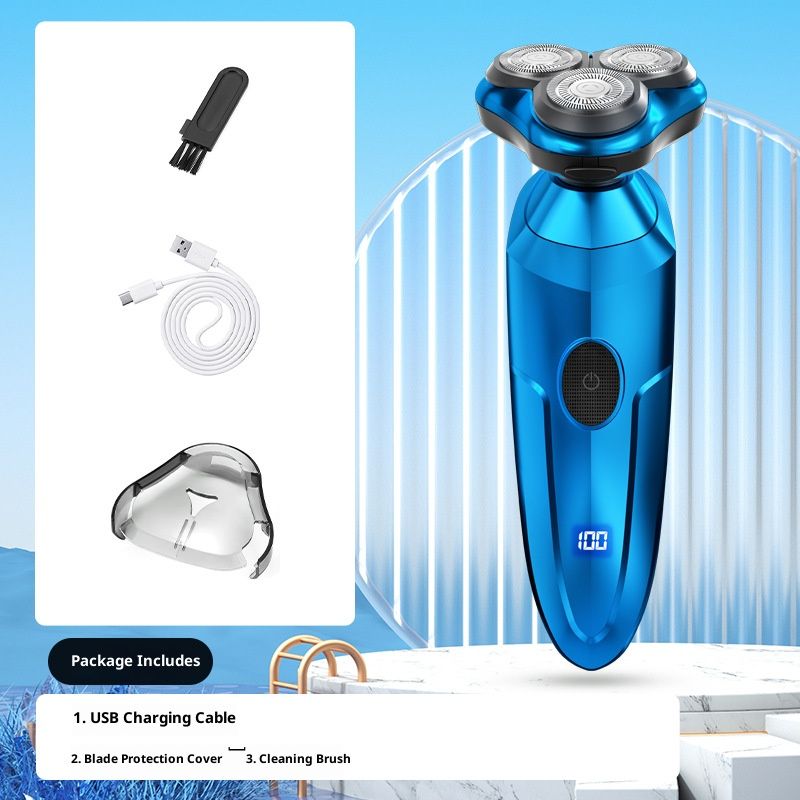 Electric Shaver – Triple Floating Blades, LED Display, IPX7 Waterproof, USB Rechargeable, Low-Noise (36dB) For Men_voghion.com