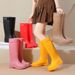 Bottes de pluie épaisses pour femmes, bottes de pluie montantes, chaussures imperméables montantes avec doublure polaire et semelle antidérapante, chaussures en caoutchouc tendance, usine d'origine_voghion.com