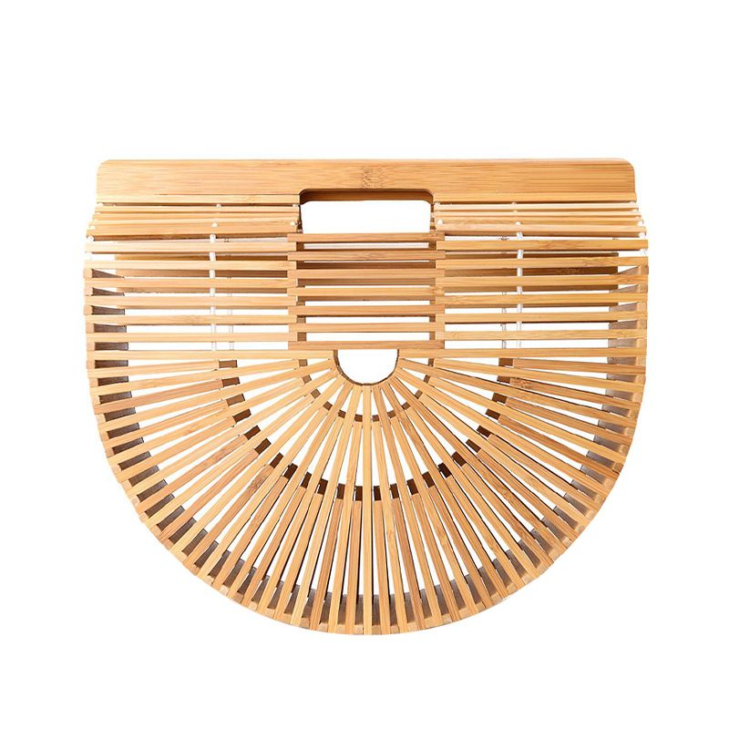 ENSPT foreign trade all-match woven bag bamboo woven bag hollow semi-circular handbag outdoor retro bamboo clutch bag_voghion.com