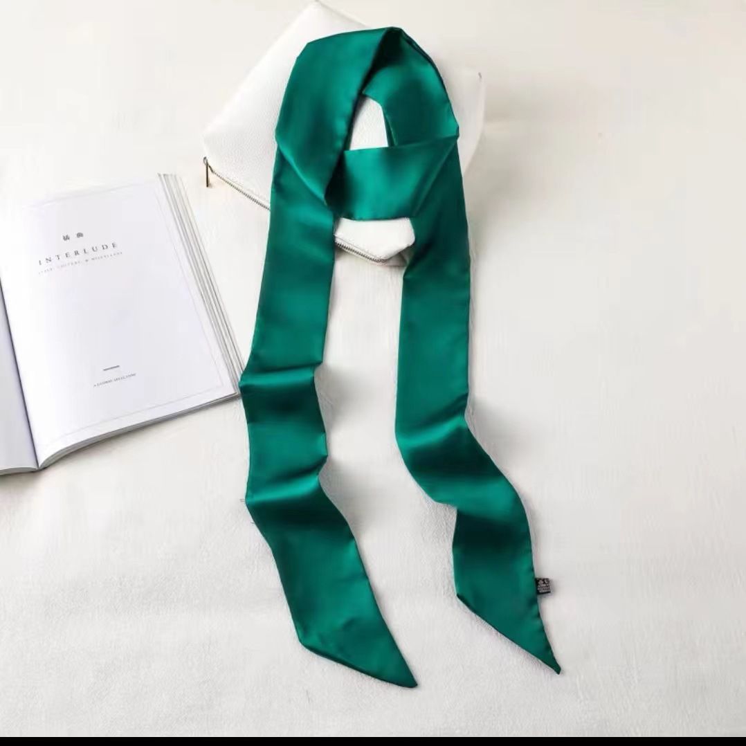 Sciarpe strette e sottili in tinta unita con manici per borse, piccoli nastri, sciarpe decorative, elastici per capelli e collane_voghion.com