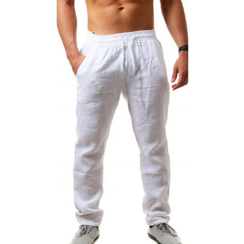 Men's breathable cotton trendy fashion solid color simple casual pants_voghion.com
