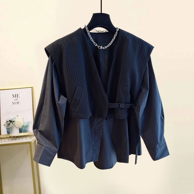 Lagen-Outfit-Set für Damen im Frühling – Schlankmachendes zweiteiliges Oberteil und Midirock, abgestimmtes Ensemble (Optionen: Schwarz/Khaki)_voghion.com