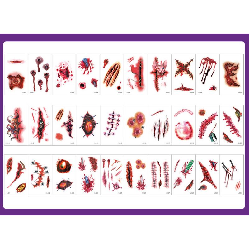 Halloween Tattoo Party Makeup Face Ghost Festival Decoration Realistic Horror Injury Knife Scar Stickers_voghion.com