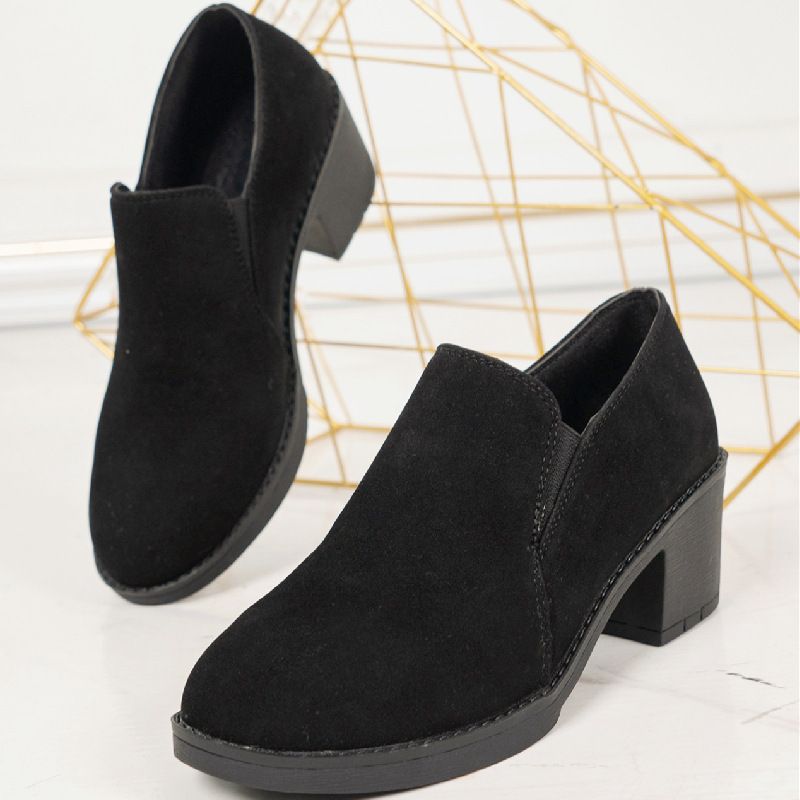 2024 Lente Nieuwe Damesschoenen Grove Hak Ronde Kop Grote Lefu Schoenen_voghion.com