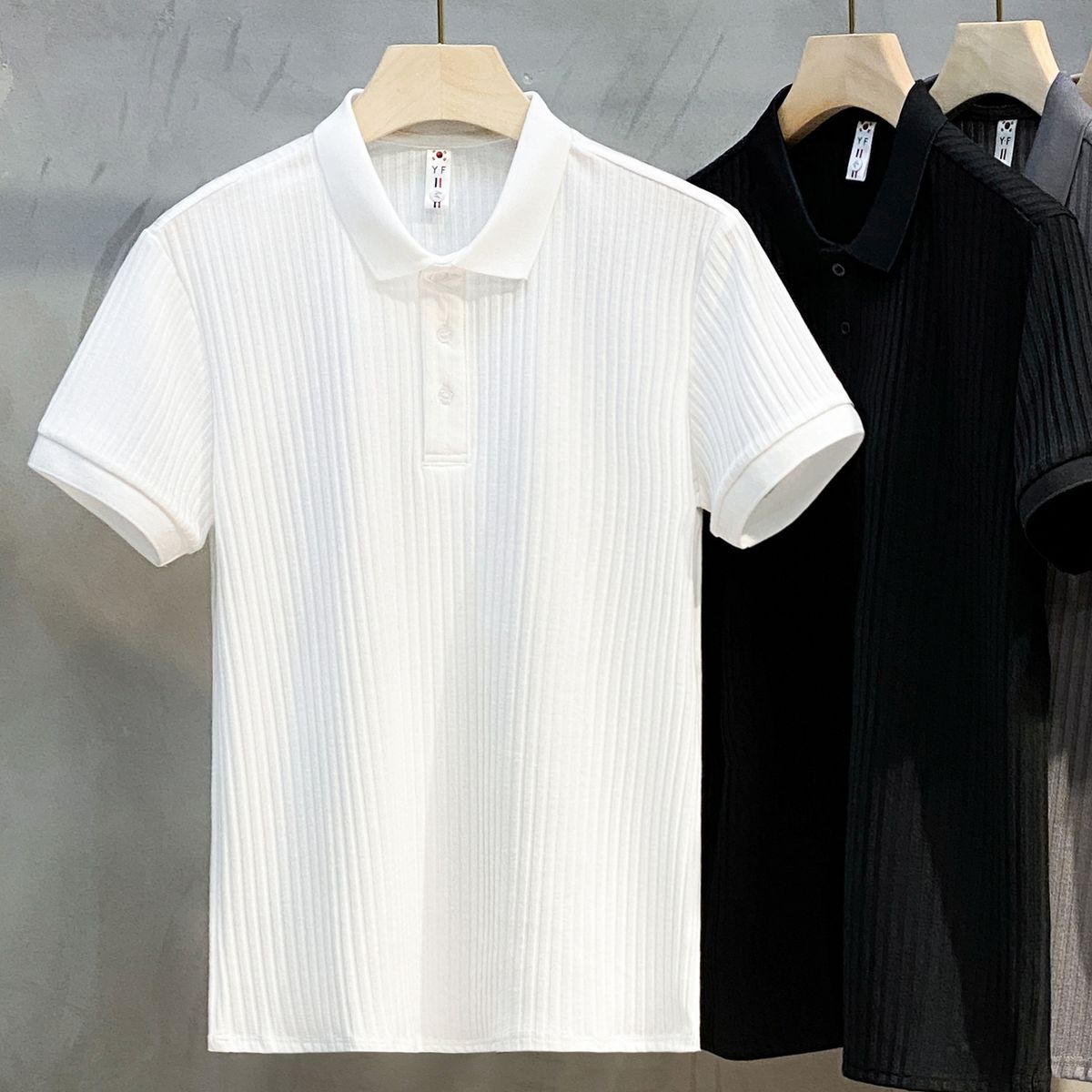 Roupas masculinas verão pit stripe mercerizado malha polo camisa manga curta tendência verão top_voghion.com