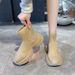 Women's Knitted Sock Boots With Rhinestones, Thick Sole Slip-On Sneakers, Breathable Elastic High-Top Booties For Summer Spring Fall_voghion.com