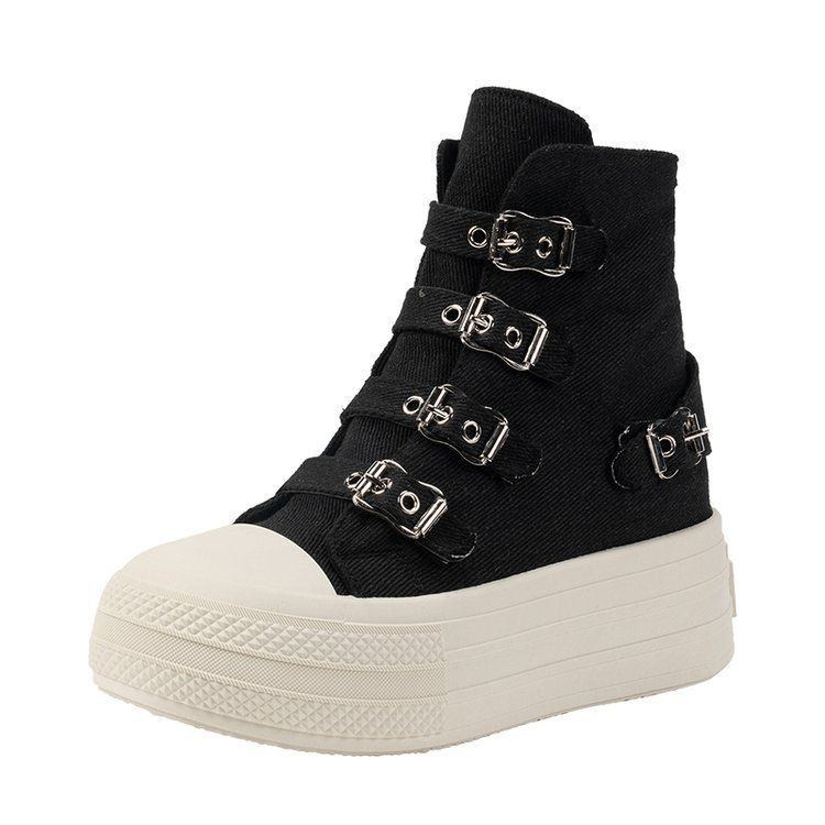 Small Height Increasing Canvas Shoes Women's Boots 2024 Summer New High Top Platform Casual Shoes All-match Single-layer Shoes For Women_voghion.com