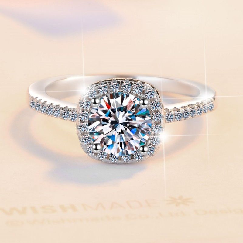 Anello Moissanite D Color Square Bag Anello Argento Classico Carat Niche Anello Argento Sterling Donna_voghion.com