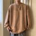 New suede hoodie for men in spring and autumn, loose fitting with inner layer, men's round neck long sleeved base shirt_voghion.com