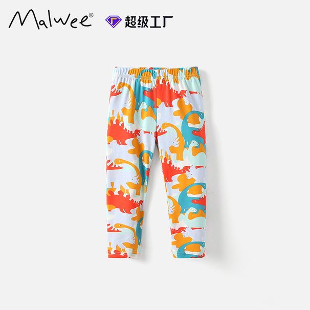 Cross-Border Malwee Girls' Leggings Spring Autumn New European And American Style Elastic Waist Stylish Printed Pants_voghion.com