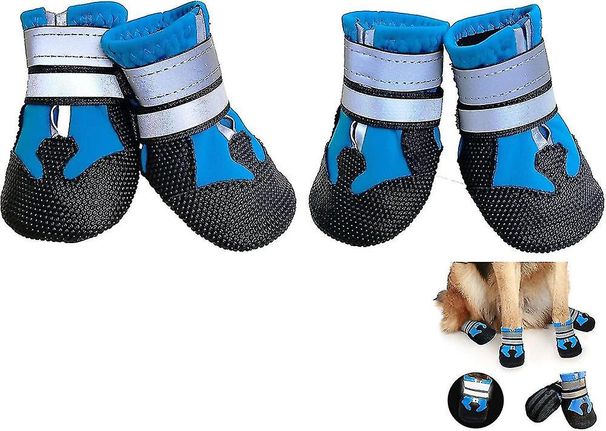 4pcs Dog Shoes Protective Dog Boots, Waterproof Dog Shoes With Reflective Straps & Rugged Anti-slip Sole_voghion.com