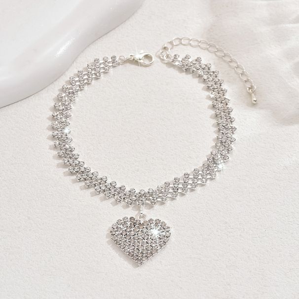 Cavigliera unisex con ciondolo a forma di cuore con strass, alla moda, da spiaggia, alla moda, in saldo._voghion.com