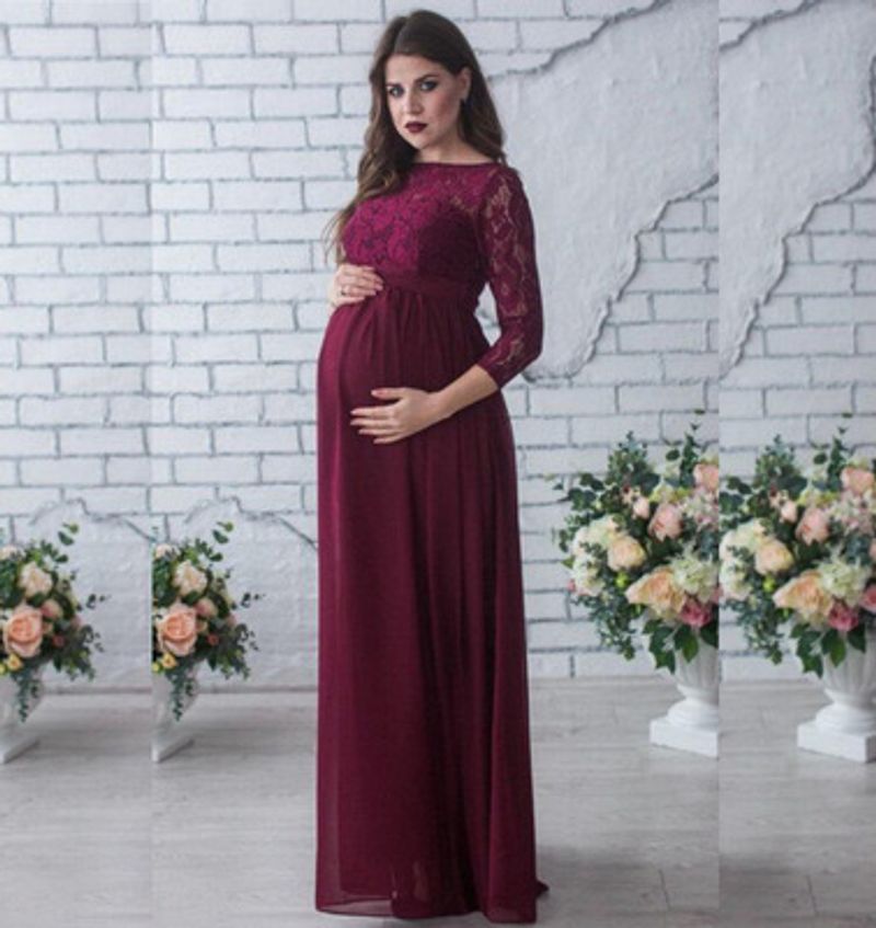 Mutter & Kinder Spot neue Europäische und Amerikanische sexy heißer-verkauf spitze spleißen chiffon wischen schwangere frauen lange kleid_voghion.com