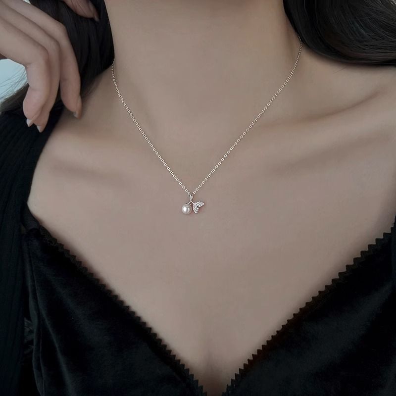 Sterling VENUS Sier Tail Pearl Zircon Halskæde til Kvinder Pige Søde Ins Engagement Smykker Gave Dropship_voghion.com