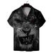 Herrenbekleidung Herren 3D-bedrucktes Löwen-Kurzarm-Freizeithemd mit Kuba-Kragen_voghion.com