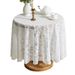 Lace Round Tablecloth – Non-Slip, Heat-Resistant Polyester Fabric, Elegant Table Cover For 90cm & 180cm Dining Tables (White/Green Floral Options)_voghion.com