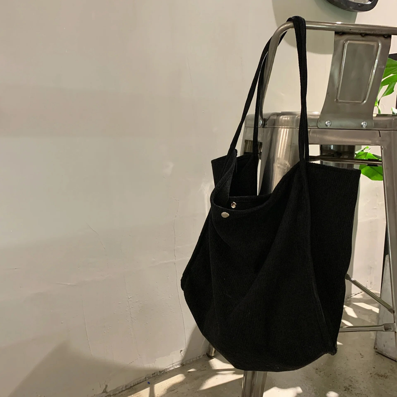 Grande borsa a tracolla in velluto a coste per donna 2023 in tela di cotone alla moda, borsa per la spesa, borsa da donna, borsa da viaggio_voghion.com