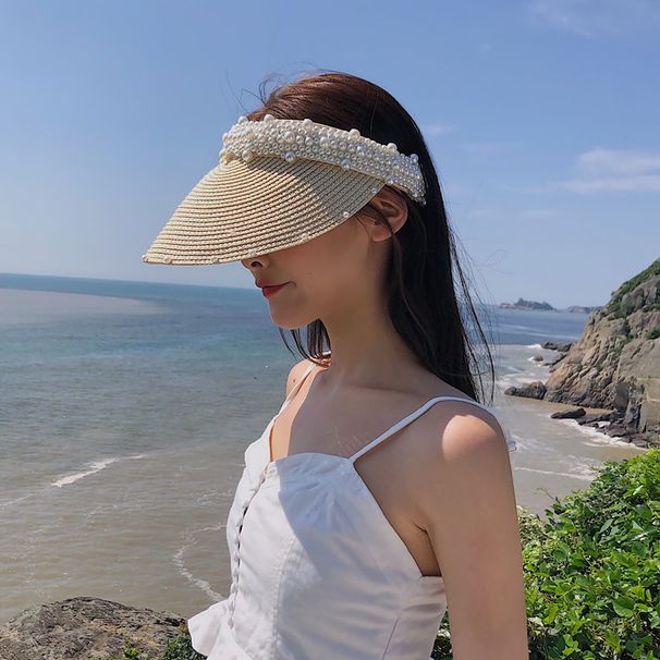 Grass in summer handmade pearl beach grass top for women with shading and sun protection, Korean version of internet_voghion.com