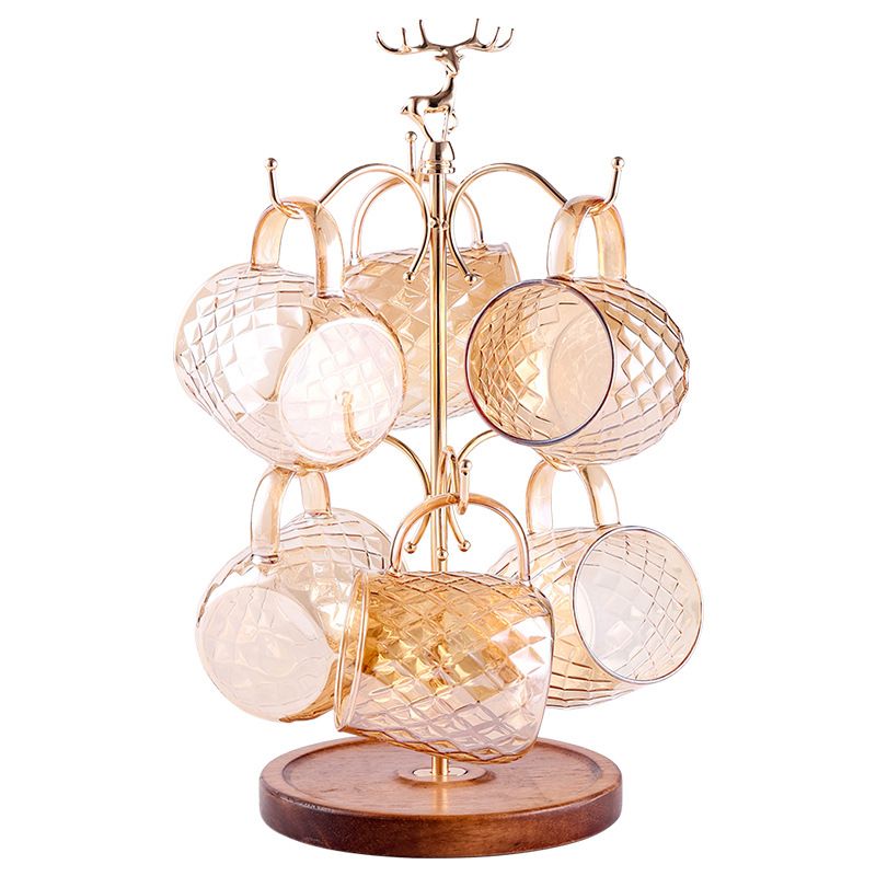 Massivholz Taasshalter Haushalt Kaffisdëppen Desktop Späicher Waasser Taass Späicherregal Taasshalter Schacht_voghion.com