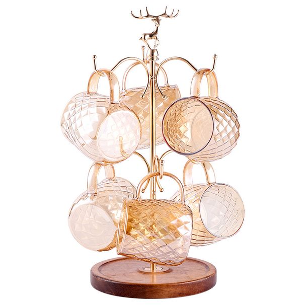 Massivholz Taasshalter Haushalt Kaffisdëppen Desktop Späicher Waasser Taass Späicherregal Taasshalter Schacht_voghion.com