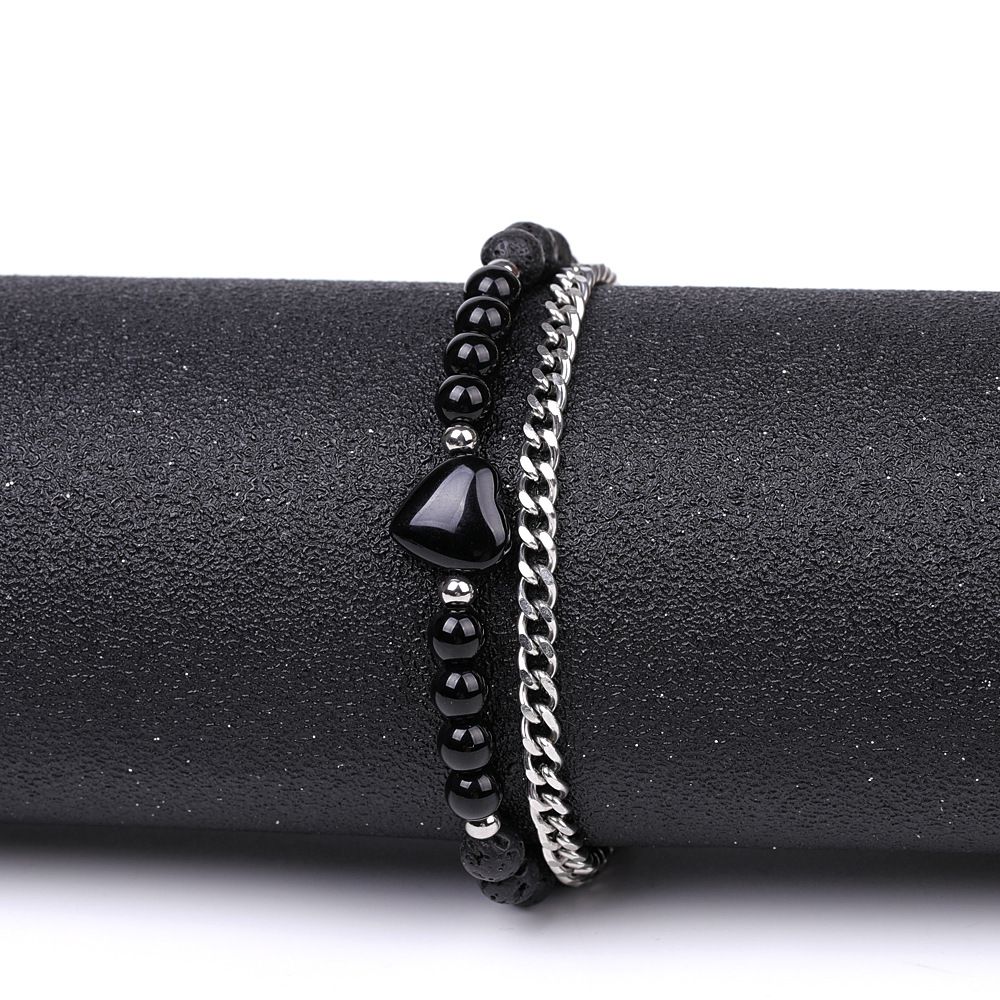 Green Aventurine & Rose Quartz Braided Bracelet - 6mm Healing Stones With Stainless Steel Chain, Unisex Spiritual Jewelry_voghion.com