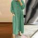 Women's Autumn Mid Calf Dress Vintage O Neck Long Sleeve Solid Loose Muslim Sundress Moroccan_voghion.com