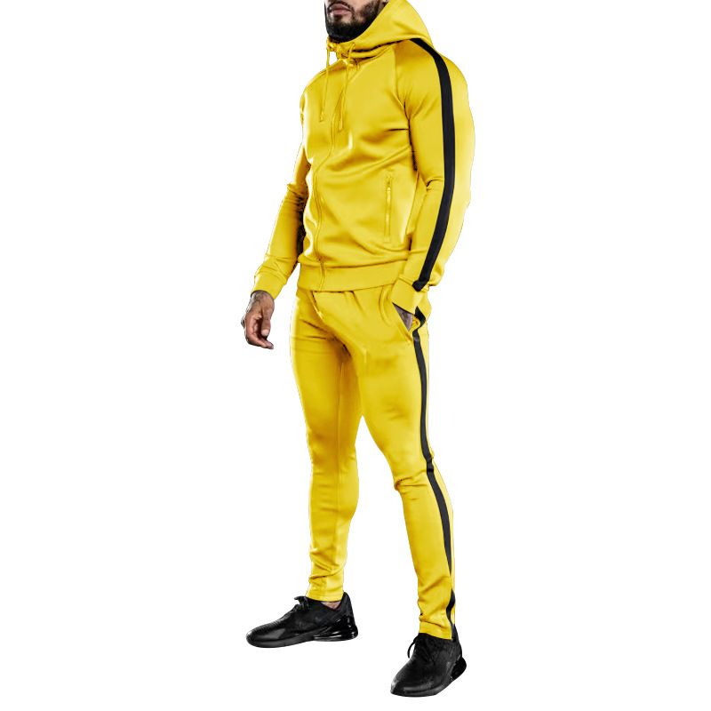 Nuovo set sportivo da uomo per allenamento fitness da corsa colorato con cappuccio autunno e inverno_voghion.com