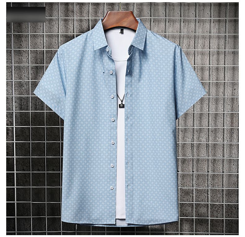 Herrenbekleidung 2025 Sommer Neues lässiges kurzärmeliges Blumenhemd Grenzüberschreitende Version Revers bedrucktes dünnes Hemd Große Strickjacke_voghion.com