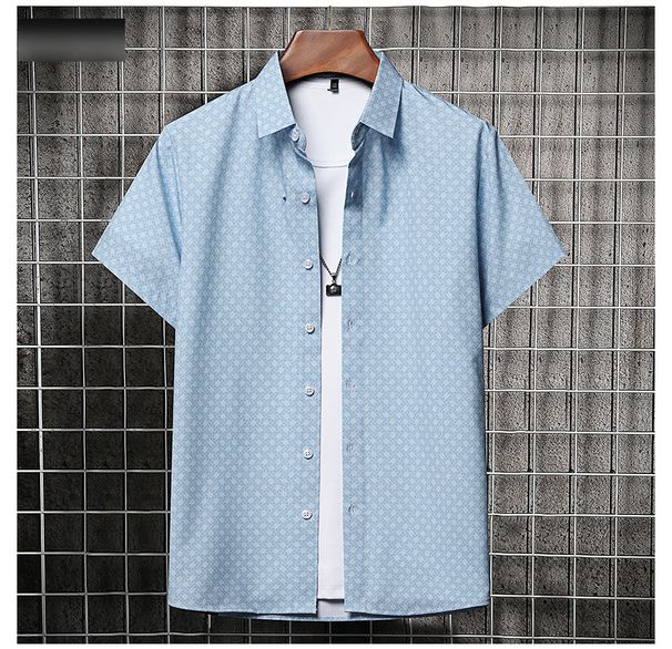 Herrenbekleidung 2025 Sommer Neues lässiges kurzärmeliges Blumenhemd Grenzüberschreitende Version Revers bedrucktes dünnes Hemd Große Strickjacke_voghion.com