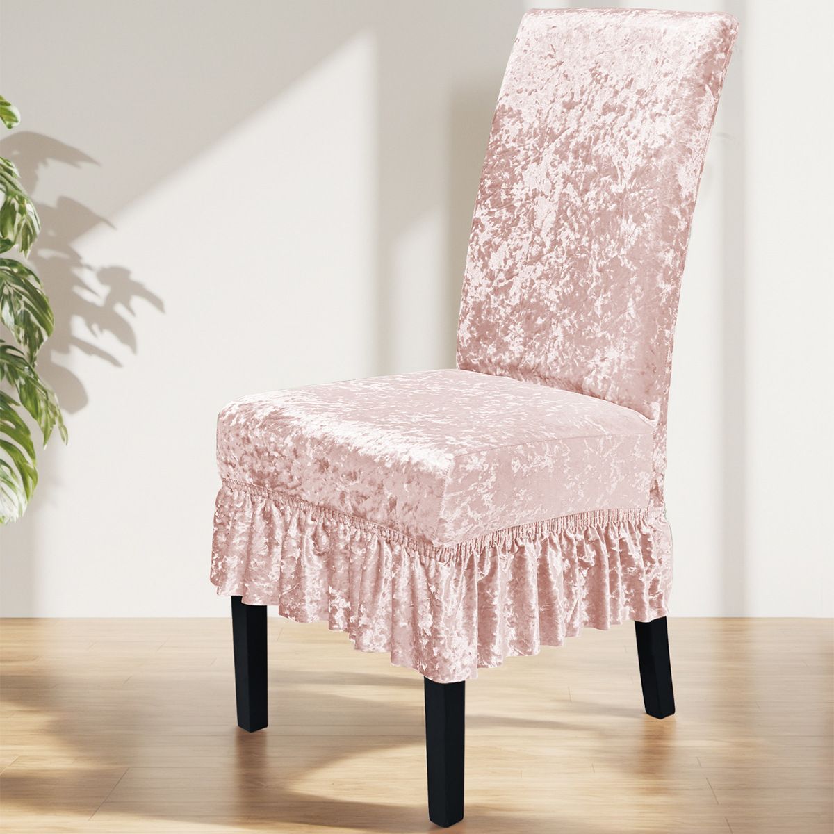 NO.B13Elastic Gold Diamond Velvet Skirt Chair Cover Solid Color Dustproof Universal Chair Cover_voghion.com