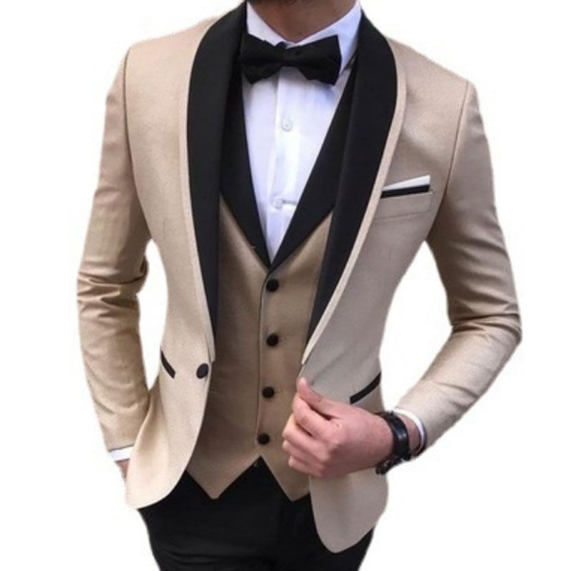 Costum bărbătesc larg, croială slim fit, cu furculiță dublă, set din 2 piese, rochie de mire, culoare uni, formală și casual_voghion.com