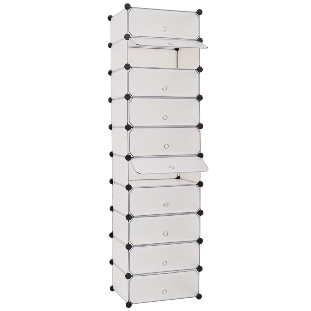Interlocking Shoe Organizer with 10 Compartments White_voghion.com